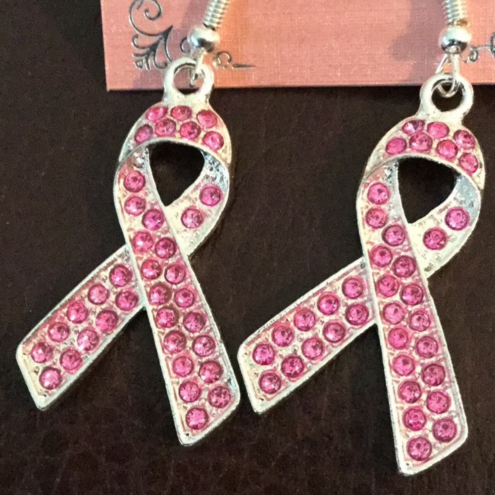 Pink Breast Cancer Ribbon Earrings💕💕💕